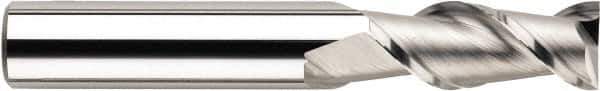SGS - 1/2", 1-1/4" LOC, 1/2" Shank Diam, 3-1/4" OAL, 2 Flute, Solid Carbide Square End Mill - Single End, TiB2 Finish, Spiral Flute, 45° Helix, Centercutting, Right Hand Cut, Right Hand Flute, Series 44 - Exact Tool & Supply