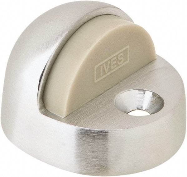 IVES - 4" Projection Floor Door Stop - Screw Mount, Satin Chrome Finish - Exact Tool & Supply