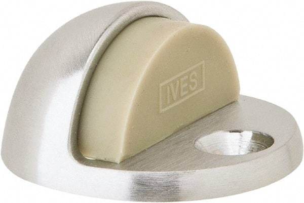 IVES - 4" Projection Floor Door Stop - Screw Mount, Satin Chrome Finish - Exact Tool & Supply