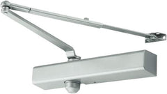 Falcon - 13-1/4" Closer Body Length, Medium Duty Multi-Sized Door Closer Manual Damper - Aluminum Finish, Non-Handed - Exact Tool & Supply
