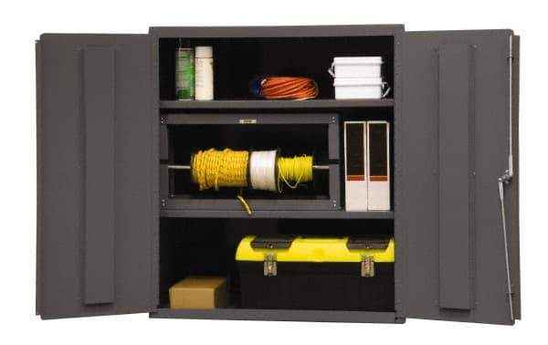 Durham - 2 Shelf Locking Storage Cabinet - Steel, 48" Wide x 24" Deep x 80" High, Gray - Exact Tool & Supply