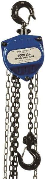 Value Collection - 2,000 Lb Lifting Capacity, 15' Lift Height, Hand Hoist - Made from Chain, 36' Overhaul to Lift 1', 79 Lb Avg Pull to Lift Rated Load, 1 Chain - Exact Tool & Supply