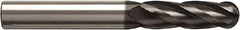 Seco - 8mm Diam, 40mm LOC, 4 Flute Solid Carbide Ball End Mill - NXT Finish, Single End, 100mm OAL, 8mm Shank Diam, Spiral Flute - Exact Tool & Supply
