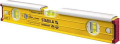 Stabila - 16" Long 3 Vial Spirit Level - Aluminum, Yellow, 2 Plumb & 1 Level Vials - Exact Tool & Supply