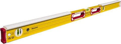 Stabila - 48" Long 3 Vial Spirit Level - Aluminum, Yellow, 2 Plumb & 1 Level Vials - Exact Tool & Supply