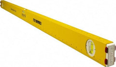 Stabila - 48" Long 3 Vial Spirit Level - Aluminum, Yellow, 2 Plumb & 1 Level Vials - Exact Tool & Supply