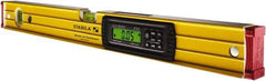Stabila - Magnetic 24" Long 3 Vial Box Beam Level - Aluminum, Yellow, 1 Plumb & 1 Level Vial - Exact Tool & Supply