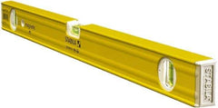 Stabila - 24" Long 3 Vial Box Beam Level - Aluminum, Yellow, 2 Plumb & 1 Level Vials - Exact Tool & Supply