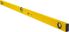Stabila - 48" Long 3 Vial Box Beam Level - Aluminum, Yellow, 2 Plumb & 1 Level Vials - Exact Tool & Supply