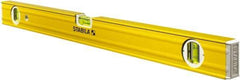 Stabila - 24" Long 3 Vial Box Beam Level - Aluminum, Yellow, 2 Plumb & 1 Level Vials - Exact Tool & Supply