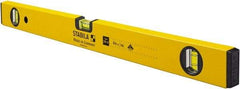 Stabila - 24" Long 3 Vial Box Beam Level - Aluminum, Yellow, 2 Plumb & 1 Level Vials - Exact Tool & Supply