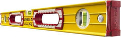 Stabila - 24" Long 3 Vial Box Beam Level - Aluminum, Yellow, 2 Plumb & 1 Level Vials - Exact Tool & Supply