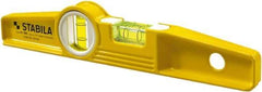 Stabila - Magnetic 10" Long 2 Vial Torpedo Level - Die Cast, Yellow, 1 Plumb & 1 Level Vial - Exact Tool & Supply