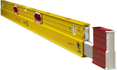 Stabila - Magnetic 84 to 144" Long 3 Vial Expandable Level - Aluminum, Yellow, 2 Plumb & 1 Level Vials - Exact Tool & Supply