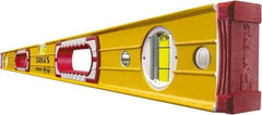 Stabila - Magnetic 36" Long 3 Vial Box Beam Level - Aluminum, Yellow, 2 Plumb & 1 Level Vials - Exact Tool & Supply
