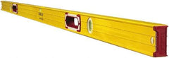 Stabila - 59" Long 3 Vial Box Beam Level - Aluminum, Yellow, 2 Plumb & 1 Level Vials - Exact Tool & Supply