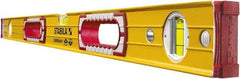 Stabila - 48" Long 3 Vial Box Beam Level - Aluminum, Yellow, 2 Plumb & 1 Level Vials - Exact Tool & Supply