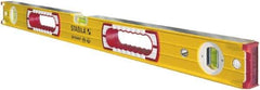 Stabila - 36" Long 3 Vial Box Beam Level - Aluminum, Yellow, 2 Plumb & 1 Level Vials - Exact Tool & Supply