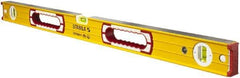 Stabila - 32" Long 3 Vial Box Beam Level - Aluminum, Yellow, 2 Plumb & 1 Level Vials - Exact Tool & Supply