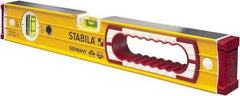 Stabila - 16" Long 2 Vial Box Beam Level - Aluminum, Yellow, 1 Plumb & 1 Level Vial - Exact Tool & Supply