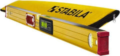 Stabila - Magnetic 48" Long 3 Vial Box Beam Level - Aluminum, Yellow, 2 Plumb & 1 Level Vials - Exact Tool & Supply