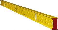 Stabila - Magnetic 72" Long 3 Vial Box Beam Level - Aluminum, Yellow, 2 Plumb & 1 Level Vials - Exact Tool & Supply