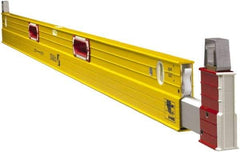 Stabila - 72 to 120" Long 3 Vial Expandable Level - Aluminum, Yellow, 2 Plumb & 1 Level Vials - Exact Tool & Supply