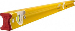 Stabila - 48" Long 3 Vial R-Beam Level - Aluminum, Yellow, 2 Plumb & 1 Level Vials - Exact Tool & Supply