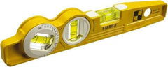 Stabila - Magnetic 10" Long 3 Vial Torpedo Level - Die Cast, Yellow, 1 Plumb, 1 Level & 1 360° Vials - Exact Tool & Supply