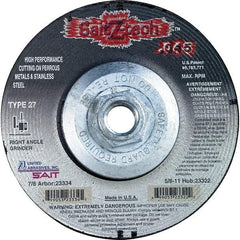 Sait - 4-1/2" Wheel Diam, Type 27 Depressed Center Wheel - Extra Coarse Grade, Zirconia Alumina, S Hardness, 13,300 Max RPM - Exact Tool & Supply