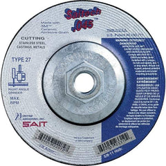 Sait - 4-1/2" Wheel Diam, Type 27 Depressed Center Wheel - Extra Coarse Grade, Ceramic, S Hardness, 13,300 Max RPM - Exact Tool & Supply