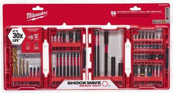 Milwaukee Tool - 56 Piece, Drill & Drive Set - 1/16 to 1/4" Hex, Multi-Purpose Tool Kit Kit, 1/4" Drive, Phillips, Torx, Magnetic Bit Holder, 1/4" Drive Bits Point - Exact Tool & Supply
