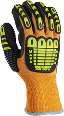 MAPA Professional - Size XL (11), ANSI Cut Lvl 2, Puncture Lvl 2, Abrasion Lvl 4, Nitrile Coated Kevlar Cut Resistant Gloves - Palm Coated, Kevlar Lining, Knit Wrist, Orange, Paired - Exact Tool & Supply