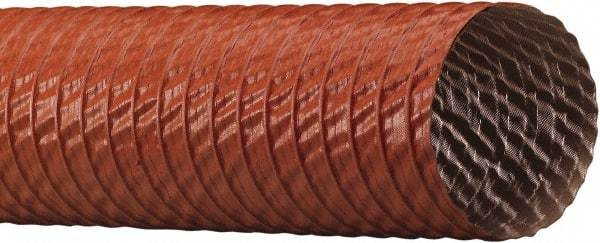 Flexaust - 4-1/2" ID, 8.5 Hg Vac Rating, 16 psi, Fiberglass Vacuum & Duct Hose - 25' Long, Red, 3" Bend Radius, -65 to 550°F - Exact Tool & Supply