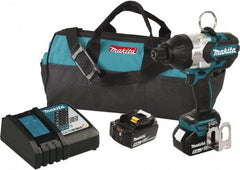 Makita - 7/16" Drive 18 Volt T-Handle Cordless Impact Wrench & Ratchet - 2,200 RPM, 600 Ft/Lb Torque, 2 Lithium-Ion Batteries Included - Exact Tool & Supply