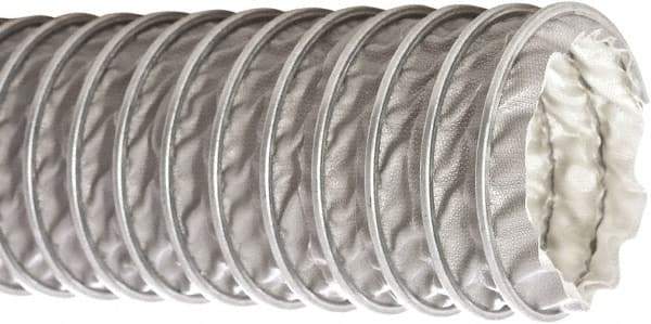 Flexaust - 6" ID, 5 Hg Vac Rating, 9.2 psi, Fiberglass Vacuum & Duct Hose - 25' Long, Silver, 4-1/2" Bend Radius, -65 to 600°F - Exact Tool & Supply