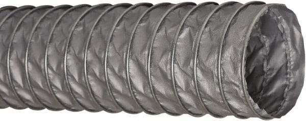 Flexaust - 7" ID, 5.5 Hg Vac Rating, 6.5 psi, Fiberglass Vacuum & Duct Hose - 25' Long, Silver, 5" Bend Radius, -65 to 550°F - Exact Tool & Supply