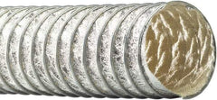 Flexaust - 8" ID, 3 Hg Vac Rating, 6.9 psi, Fiberglass Vacuum & Duct Hose - 25' Long, Silver, 5-1/2" Bend Radius, -65 to 1,050°F - Exact Tool & Supply