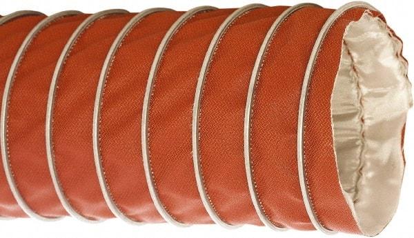 Flexaust - 5" ID, 8 Hg Vac Rating, 13.5 psi, Fiberglass Vacuum & Duct Hose - 25' Long, Red, 4" Bend Radius, -40 to 750°F - Exact Tool & Supply