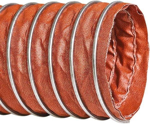 Flexaust - 5" ID, 8 Hg Vac Rating, 13 psi, Fiberglass Vacuum & Duct Hose - 25' Long, Red, 5" Bend Radius, -40 to 1,200°F - Exact Tool & Supply