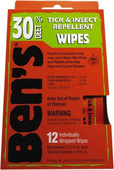 Ben's - 12 Count 30% DEET Towelette - For Ticks, Mosquitos, Disease Carrying Insects - Exact Tool & Supply