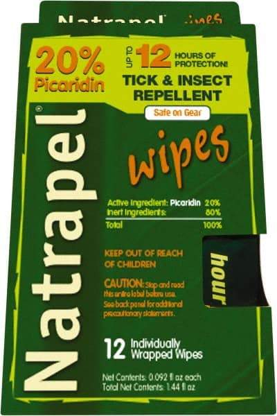 Natrapel - 12 Count 20% Picaridin Towelette - For Mosquitos, Ticks - Exact Tool & Supply