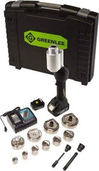 Greenlee - 16 Piece, 0.88 to 4.5445" Punch Hole Diam, Hydraulic Knockout Set - Round Punch, 10 Gage Stainless Steel, 10 Gage Mild Steel - Exact Tool & Supply