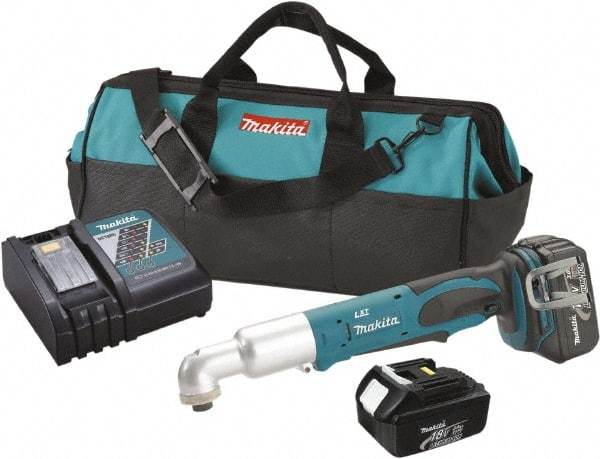 Makita - 18 Volt, 1/4" Drive, 530 In/Lb Torque, Cordless Impact Driver - Inline Handle, 2000 RPM, 2 Lithium-Ion Batteries Included - Exact Tool & Supply
