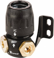 Transair - 1/2" ID, 16.5mm OD, 90° Two Port Wall Bracket - Plastic, 232 Max psi, 1/2 & 1/4 Female NPT, 2-15/16" Long - Exact Tool & Supply