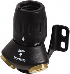 Transair - 1/2" ID, 16.5mm OD, 45° Two Port Wall Bracket - Plastic, 232 Max psi, 1/2 & 1/4 Female NPT, 3-5/16" Long - Exact Tool & Supply