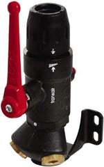 Transair - 7/8" ID, 25mm OD, 45° Two Port Wall Bracket with Ball Valve - Plastic, 232 Max psi, 1/2 & 1/4 Female NPT, 3-5/16" Long - Exact Tool & Supply