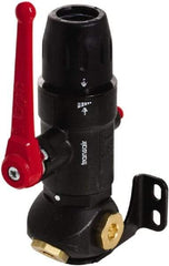 Transair - 7/8" ID, 25mm OD, Three Port Wall Bracket with Ball Valve - Plastic, 232 Max psi, 1/2 & 1/4 Female NPT, 3-15/16" Long - Exact Tool & Supply
