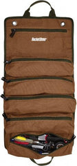 Bucket Boss - 6 Pocket Brown & Green Canvas Tool Roll - 4-1/2" Wide x 4-1/2" Deep x 26" High - Exact Tool & Supply