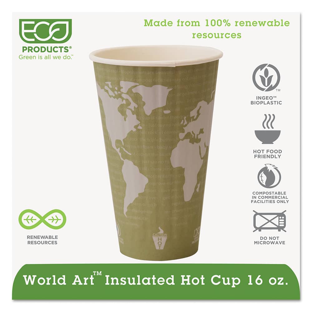 ECO PRODUCTS - Paper & Plastic Cups, Plates, Bowls & Utensils; Breakroom Accessory Type: Paper Cups ; Breakroom Accessory Description: Cups-Hot Drink; Paper ; Color: Tan - Exact Tool & Supply
